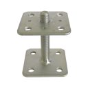 Lefúrható talpas oszloptalp állítható magassággal, M16x100 - 80/80 mm (horganyzott)