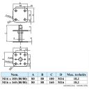 Lefúrható talpas oszloptalp állítható magassággal, M16x100 - 80/80 mm (horganyzott)