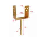 GT08 betonozható oszloptalp kengyellel, sárg. horganyzott - 140 x65x120/170 mm (lv 3 mm)