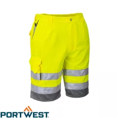   Portwest E043 Hi-Vis rövidnadrág, sárga-szürke - 3XL méret (35% pamut, 65% poliészter - 245g/m2)
