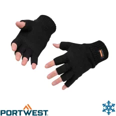   PORTWEST GL14 ujjvég nélküli kötött insulatex kesztyű, fekete - univerzális méret