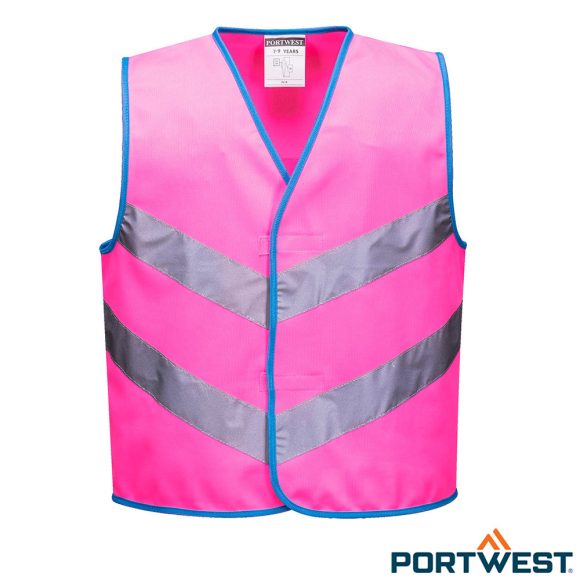 Portwest Junior Colour Bright jólláthatósági mellény (rózsaszín), S