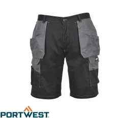  Portwest KS18 Granite rövidnadrág, fekete-szürke - L méret (35% pamut, 65% poliészter - 245g/m2)