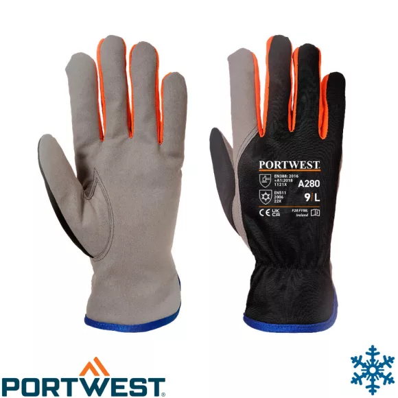 PORTWEST A280 Wintershield bélelt műbőr kesztyű - méret: 10
