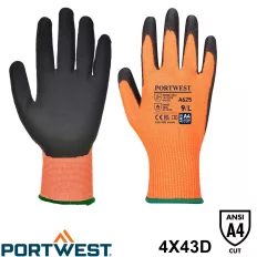   PORTWEST A625 PU mártott vágásbiztos védőkesztyű (narancssárga, méret: 10)