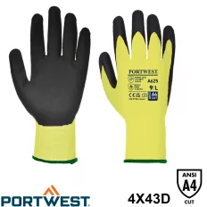   PORTWEST A625 PU mártott vágásbiztos védőkesztyű (sárga, méret: 10)