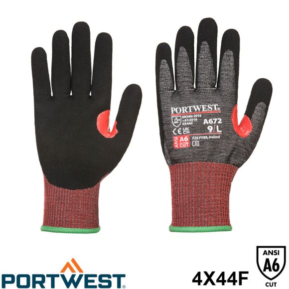 PORTWEST A672 CT200 Nitril Cut mártott vágásbiztos védőkesztyű (méret: 9)