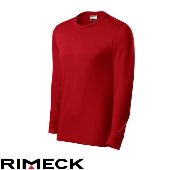 Rimeck Resist LS R05 hosszú ujjú póló, piros 07 - L méret (unisex, 100% pamut, 160 g/m2)