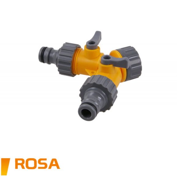 ROSA 45134 elzárható kettes csapcsatlakozó adapter, 3/4" belső menetes