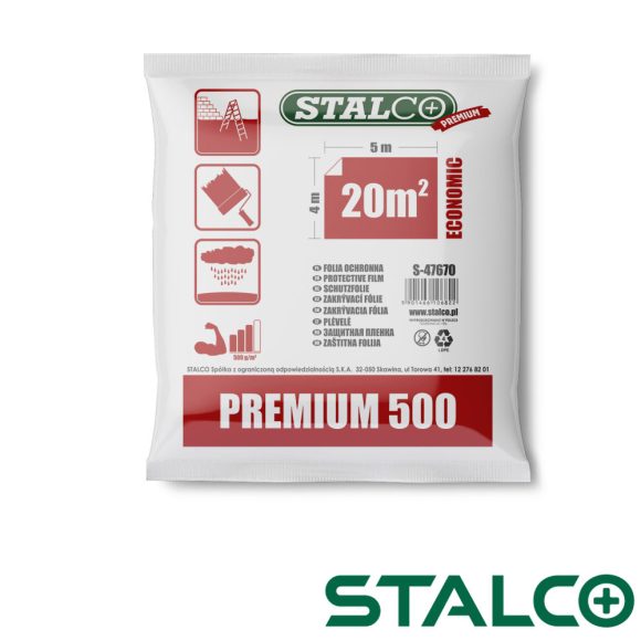 Stalco S-47670 takarófólia LDPE 500g extra erős, áttetsző - 4x5m (20m2)