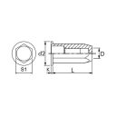 hatszögletű szegecsanya, peremes, acél M10x21/13 (1,0-3,5 mm vtg) (horganyzott)