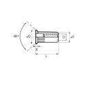 SF szegecsanya, acél, nyitott, kerek, rovátkolt M6x15/9 (1,5-3,5 mm vtg) (horganyzott)