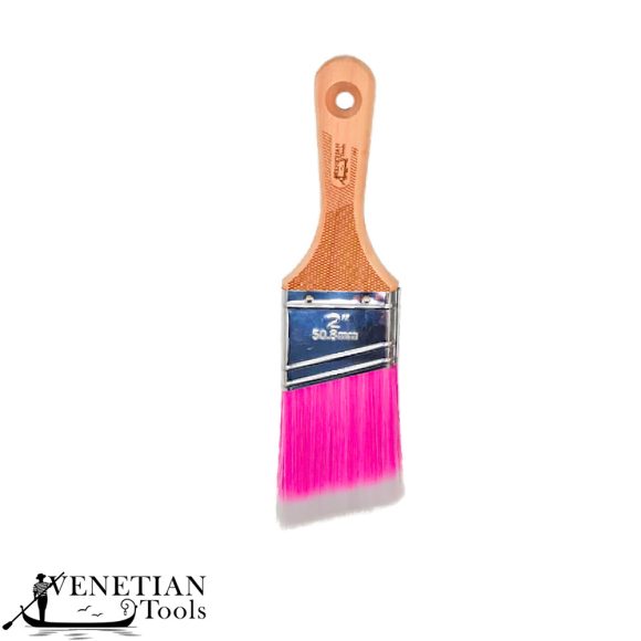 Venetian Tools 309420 Pink Neon ferdén vágott ecset, rövid fa nyél - 2" (50 mm)