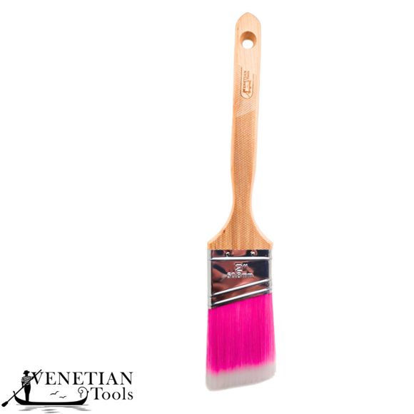 Venetian Tools 309437 Pink Neon ferdén vágott ecset, hosszú fa nyél - 2" (50 mm)