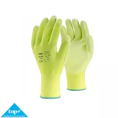   TOP Fluo-Y Plus PU mártott védőkesztyű, fluo sárga, 3121XX (méret: 10)