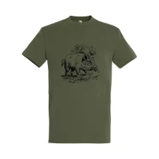   TOP vaddisznó mintás póló, military zöld  - M méret (100% pamut, 190 g/m2)