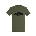 TOP ponty mintás póló, military zöld  - XL méret (100% pamut, 190 g/m2)