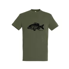   TOP ponty mintás póló, military zöld  - XL méret (100% pamut, 190 g/m2)