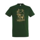 TOP szarvas mintás póló, üvegzöld  - S méret (100% pamut, 190 g/m2)