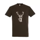 TOP szarvasfej mintás póló, sötétbarna  - M méret (100% pamut, 190 g/m2)