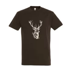   TOP szarvasfej mintás póló, sötétbarna  - 3XL méret (100% pamut, 190 g/m2)