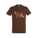 TOP róka mintás póló, barna  - XXL méret (100% pamut, 190 g/m2)