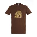 TOP Grizzly medve mintás póló, barna  - S méret (100% pamut, 190 g/m2)