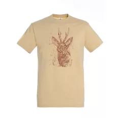   TOP őz mintás póló, homok  - 3XL méret (100% pamut, 190 g/m2)