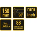 Vorel 18380 libellás derékszög 150 mm inox