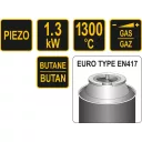 Vorel 73413 gázégő pisztoly, piezo 1,3kW 1300°C