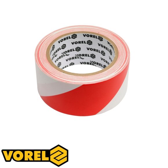 Vorel 75230 jelzőszalag öntapadó fehér-piros 48 mm x 33 m PVC