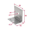 Vormann 070912000 derékszögű szöglemez, 60x40x60 mm (2,5 mm vtg, horganyzott)