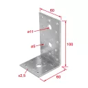 Vormann 070914000 derékszögű szöglemez, 100x60x60 mm (2,5 mm vtg, horganyzott)