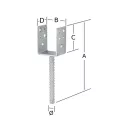 Vormann 071278000 oszloptalp (lebetonozható), 230x80x81 mm (horganyzott)