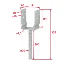 Vormann 071296000 erősített oszloptalp, betonozható, 91x60x125/325 mm (tűzihorganyzott)