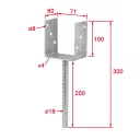 Vormann 071314000 oszloptalp, betonozható, 71x60x100/300 mm (tűzihorganyzott)