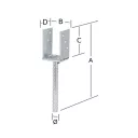 Vormann 071325000CE oszloptalp (állítható) (lebetonozható), 315x115x60-140 mm (horganyzott)