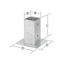 Vormann 071415000 oszloptartó hüvely (talpas) (szögletes), 150x150x71 mm (horganyzott)