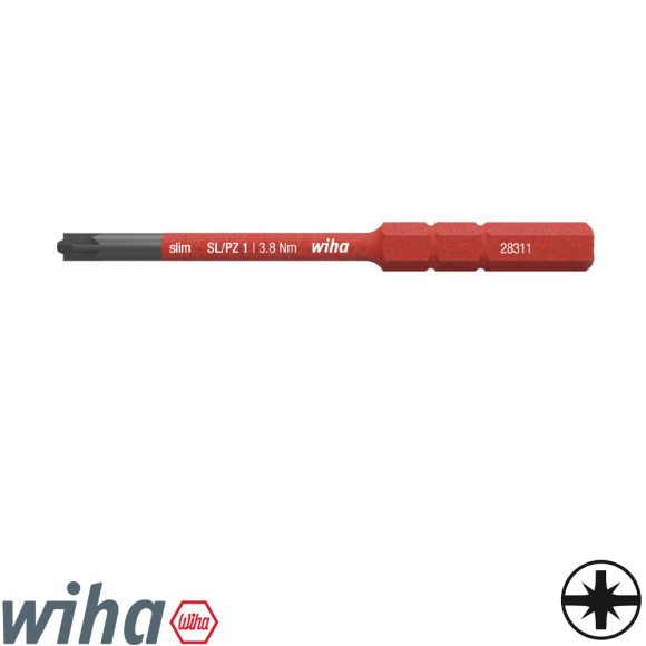 Wiha 34589 slimBit szigetelt Xeno bit - PZ1/SLx75 mm (VDE 1000V)