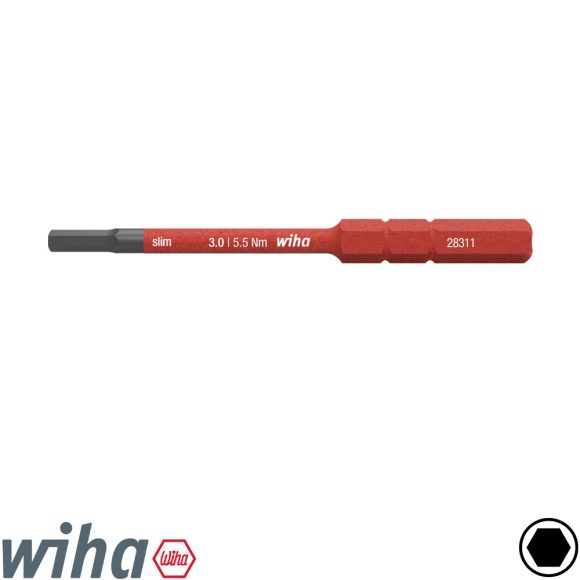 Wiha 37147 slimBit szigetelt HEX bit - 3x75 mm (VDE 1000V)