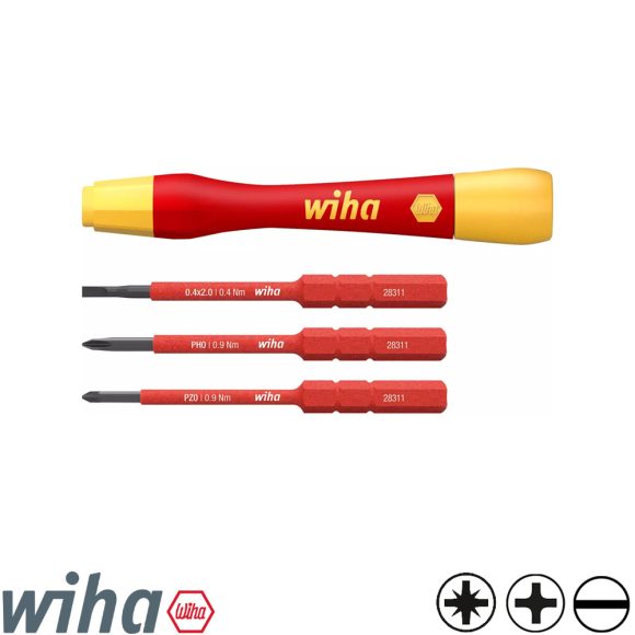 Wiha 43167 PicoFinish slimVario szigetelt bittartó finomcsavarhúzó szett - SL, PH, PZ (VDE 1000V, 4 részes)