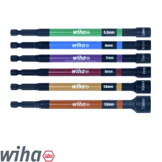   Wiha 47035 dugókulcs bitfej készlet CrMo, 150 mm, mágneses, 1/4" (6 db) - 5,5-13 mm