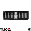 Yato YT-0410 torx bithegy készlet 3/8", 1/2" négyzet >>>3/8" bit adapterrel, 7 részes