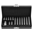 Yato YT-0411 torx bithegy készlet, S2 acél, 1/2" négyzet >>>3/8" bit adapterrel, T20-55 (15 részes)