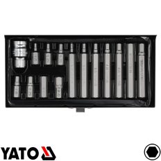   Yato YT-0413 imbusz bithegy készlet, S2 acél, 1/2" négyzet >>>3/8" bit adapterrel, HEX4-12 (15 részes)