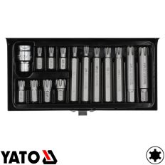  Yato YT-0419 RIBE bithegy készlet, S2 acél, 1/2" négyzet >>>3/8" bit adapterrel, M6-M14 (15 részes)