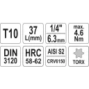 Yato YT-04302 dugókulcs torx  bit CrV/S2 acél 1/4" - T10