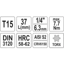 Yato YT-04303 dugókulcs torx  bit CrV/S2 acél 1/4" - T15