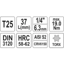 Yato YT-04305 dugókulcs torx  bit CrV/S2 acél 1/4" - T25