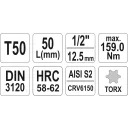 Yato YT-04316 dugókulcs torx  bit CrV/S2 acél 1/2" - T50